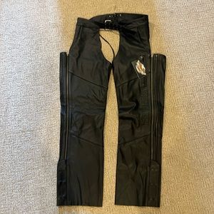 New With Tags Harley Davidson Genuine Leather Black Motorcycle Chaps Pants XL